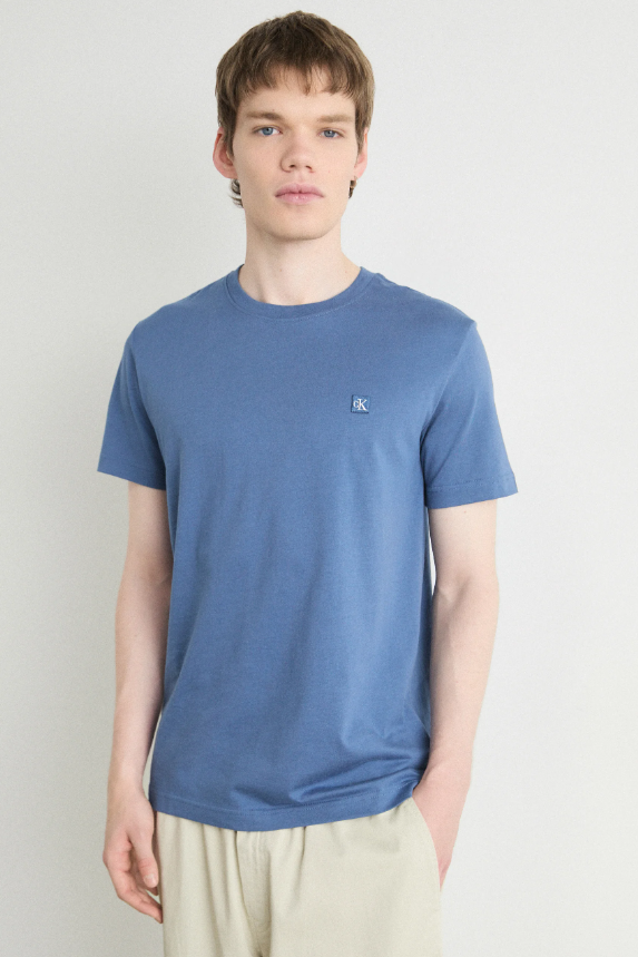 Calvin Klein Monogram Logo Badge Tee Blue Coast