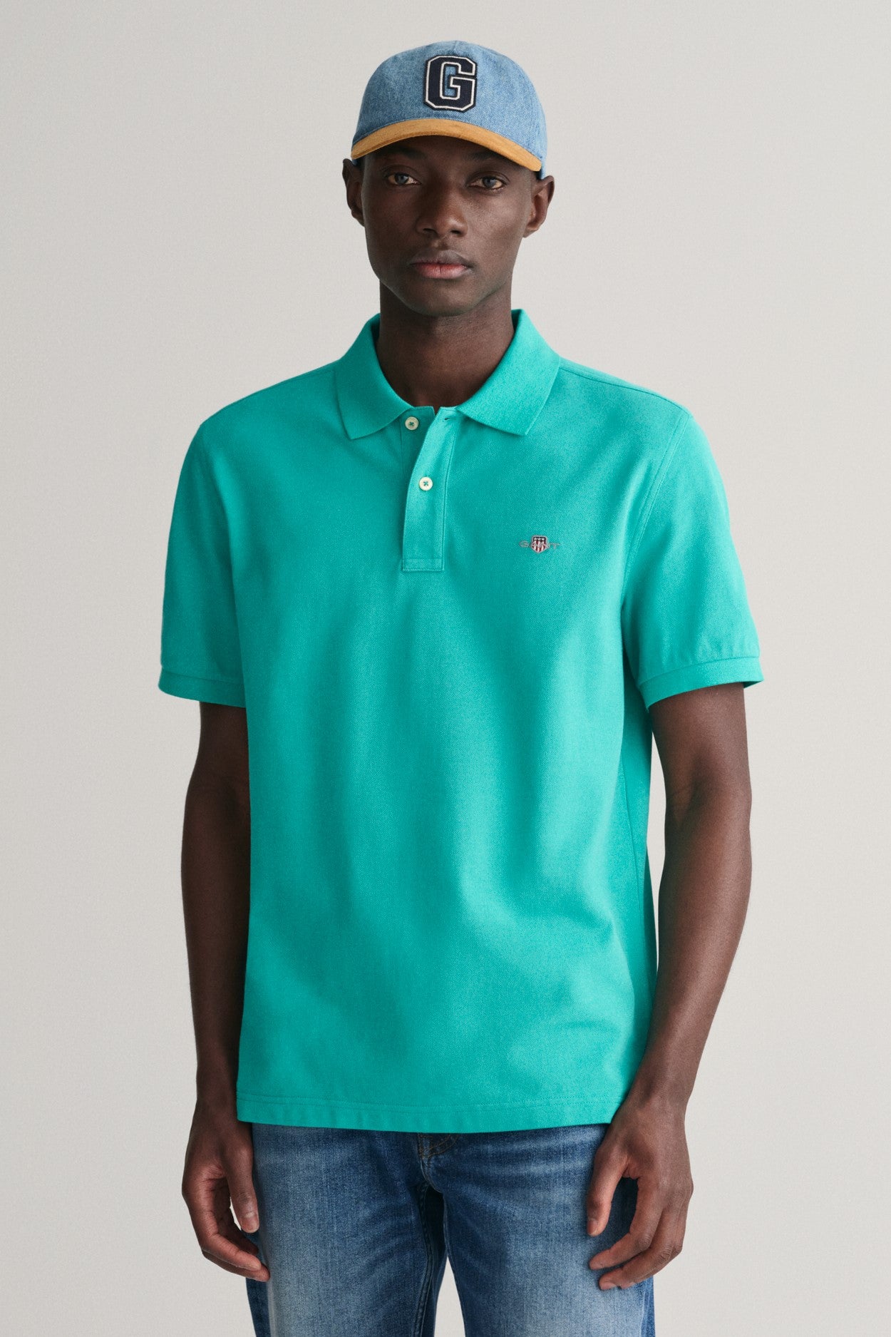 Gant Regular Fit Shield Piqué Polo Shirt Lagoon Blue