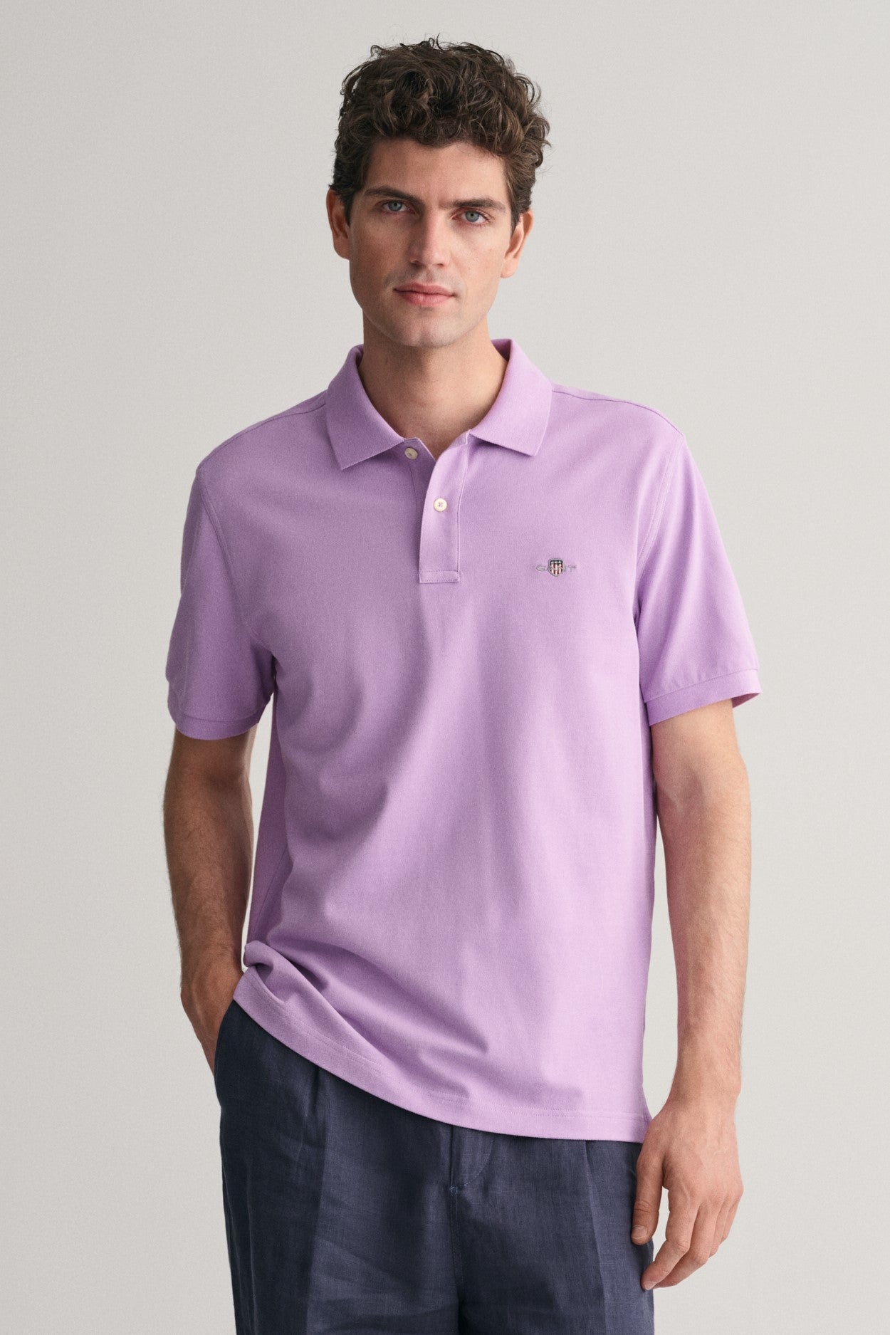 Gant Regular Fit Shield Piqué Polo Shirt Orchid Lilac