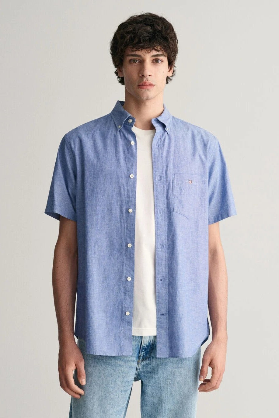 Gant Regular Fit Cotton/Linen Short Sleeve Shirt 407