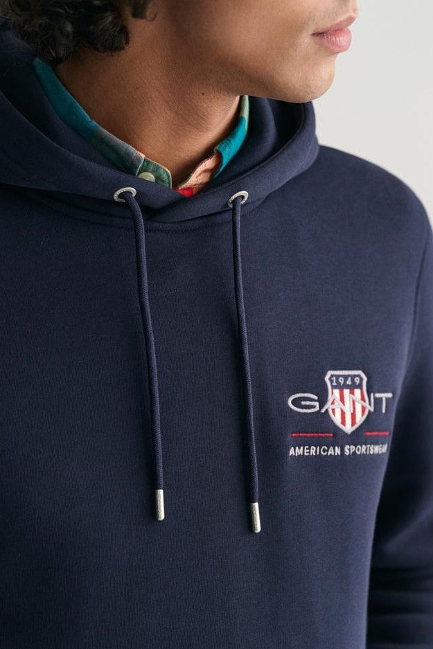 Gant Medium Archive Shield Hoodie Evening Blue