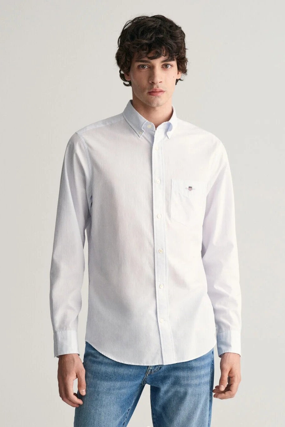 Gant Regular Fit Banker Stripe Poplin Shirt 455