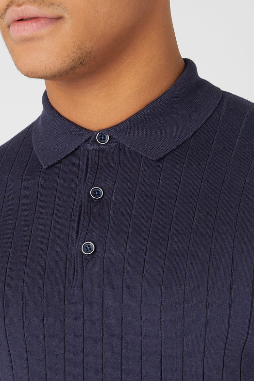 Remus Uomo slim Fit Knit Polo Shirt Navy (58633)