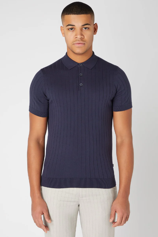 Remus Uomo slim Fit Knit Polo Shirt Navy (58633)