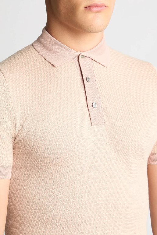 Remus Uomo Slim Fit Knit Polo Shirt Pink (58693)