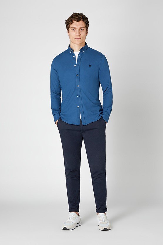 Remus_AW23_Slim_Cotton_Shirt_Navy.2