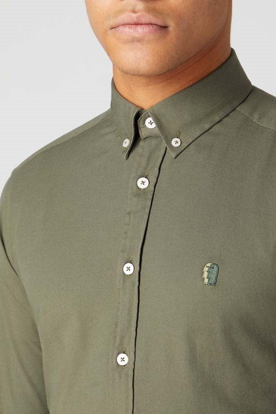 Remus_AW23_Slim_Cotton_Shirt_Olive.3