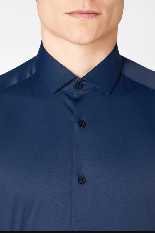 Remus Uomo Slim Fit Cotton Stretch Shirt Navy 18625