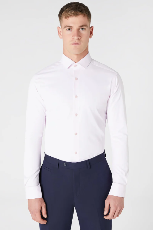 Remus Uomo Slim Fit Cotton Stretch Shirt Pink 18625