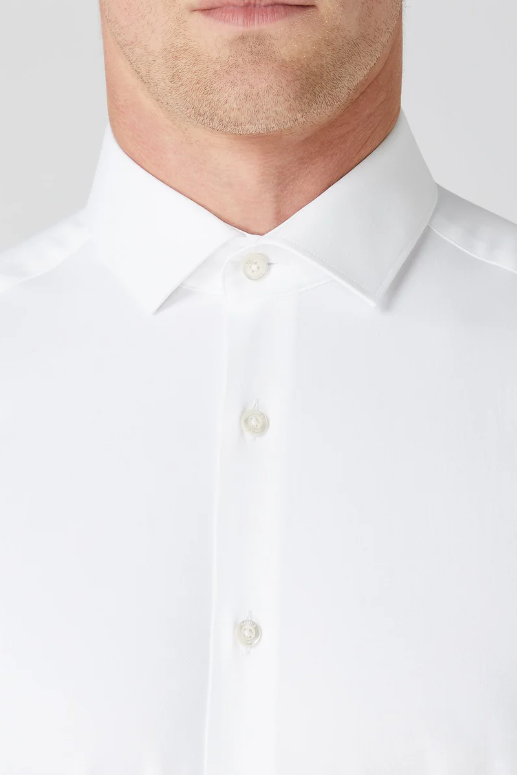 Remus Uomo Slim Fit Cotton Stretch Shirt White 18625