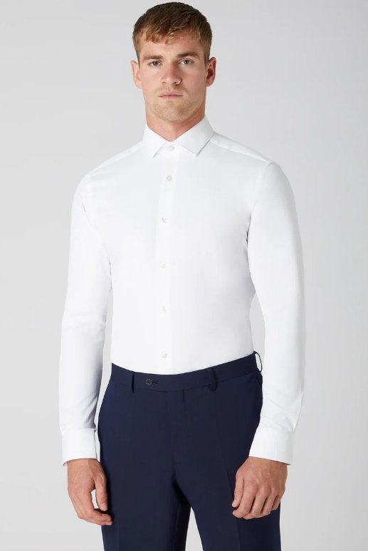 Remus Uomo Slim Fit Cotton Stretch Shirt White 18625