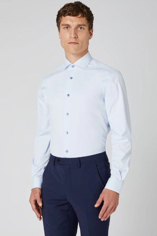 Remus Uomo Tappered Fit Cotton Stretch Shirt White 18626