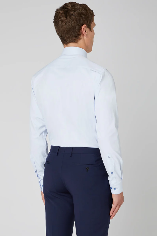 Remus Uomo Tappered Fit Cotton Stretch Shirt White 18626