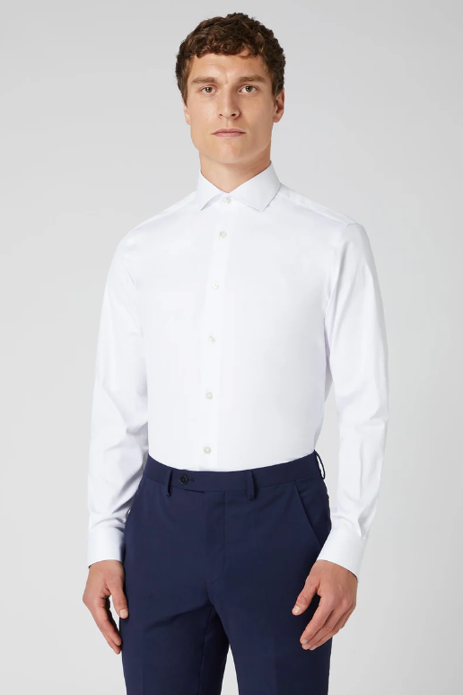 Remus Uomo Tappered Fit Cotton Stretch Shirt White 18626