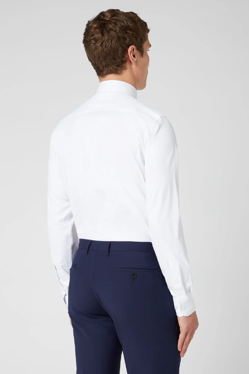 Remus Uomo Tappered Fit Cotton Stretch Shirt White 18626