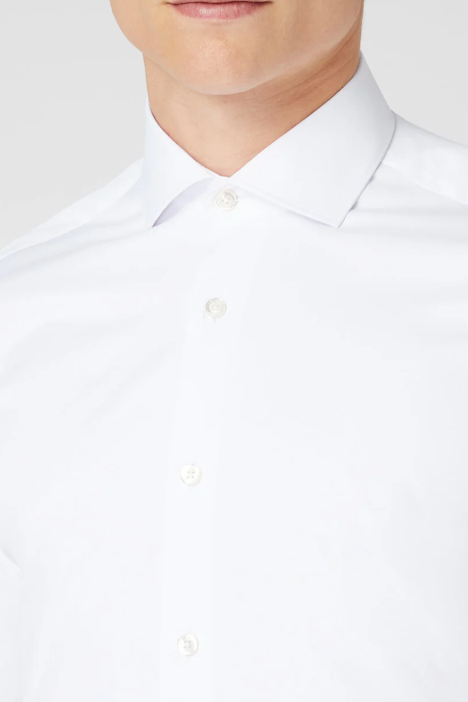 Remus Uomo Tappered Fit Cotton Stretch Shirt White 18626