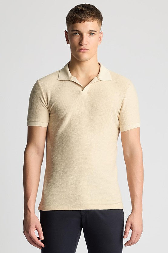 Remus_Uomo_Slim_Open_Collar_Polo_Cream