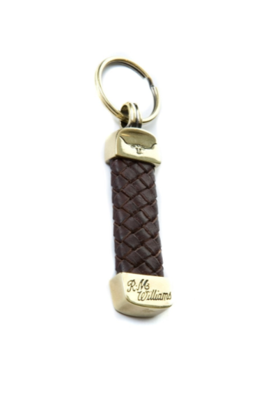 RM Williams Plaited Key Ring Brass