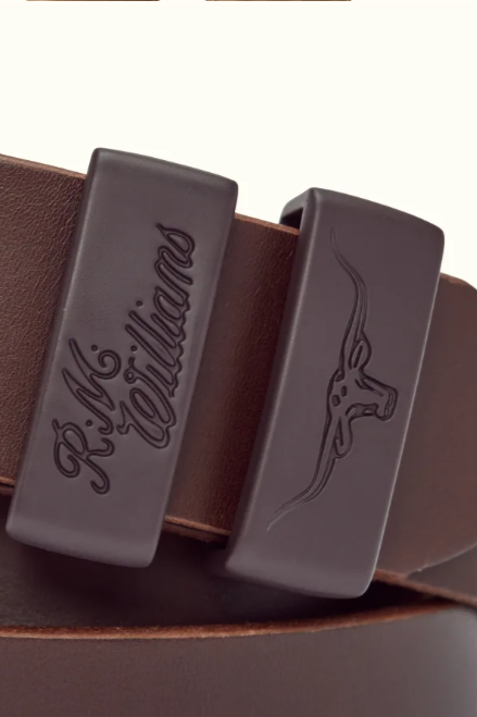 RM Williams Leather Drover Belt Chocolate