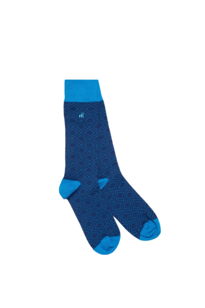 Swole Panda Blue Diamond Bamboo Socks SP 308