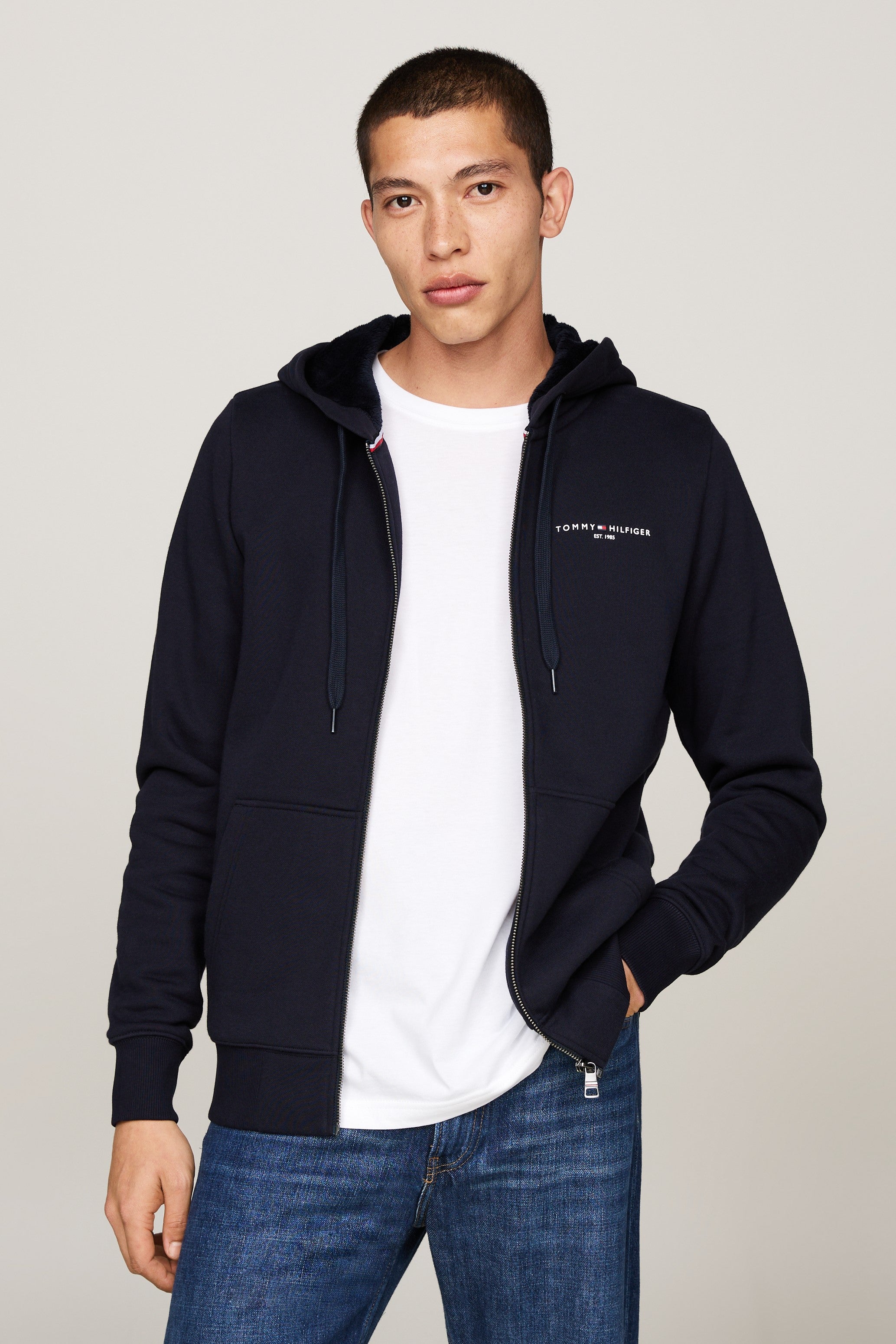 Tommy Hilfiger Faux Fur Lined Zip-Thru Hoodie