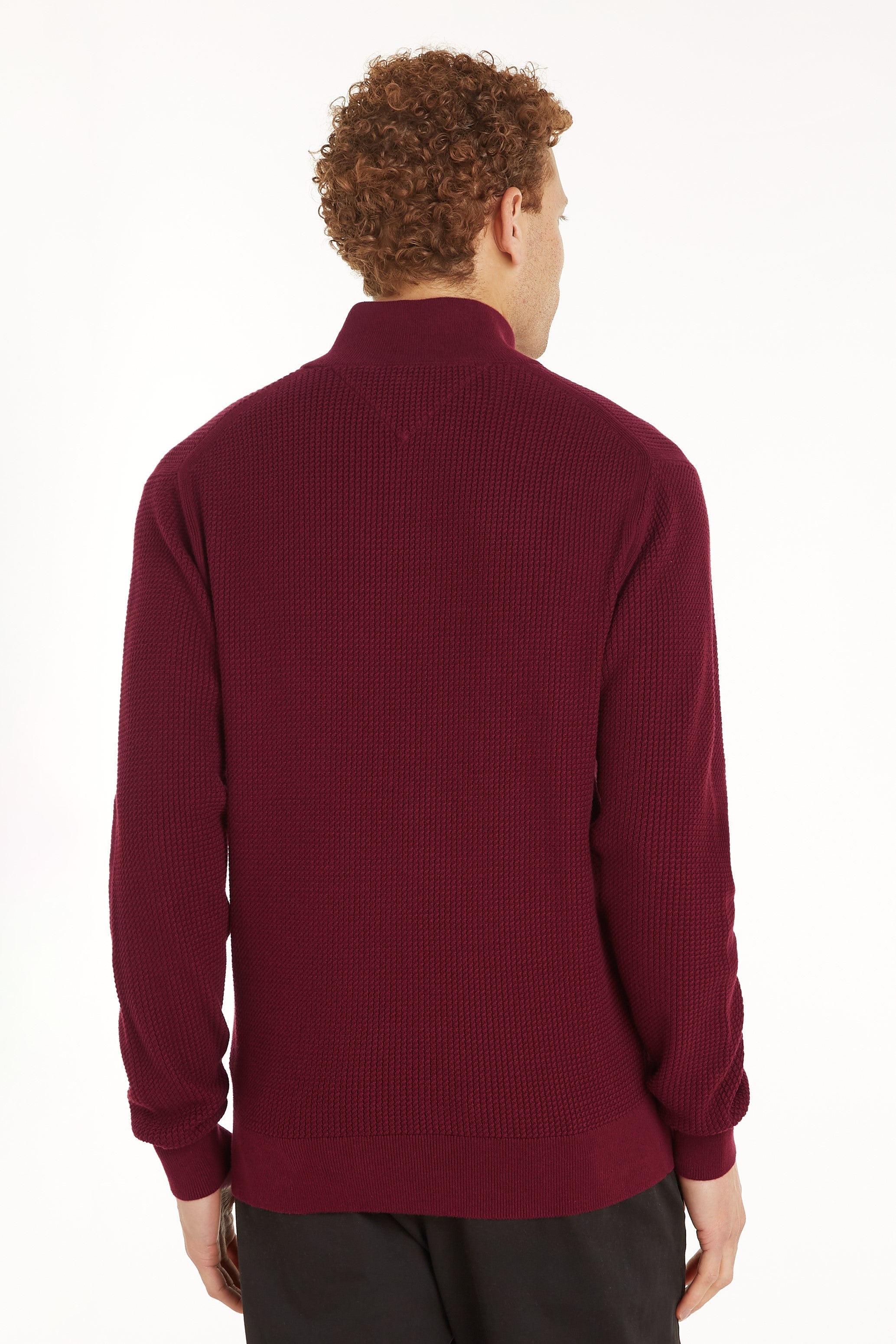 Tommy Hilfiger Structure Half Zip Mock Neck Sweater