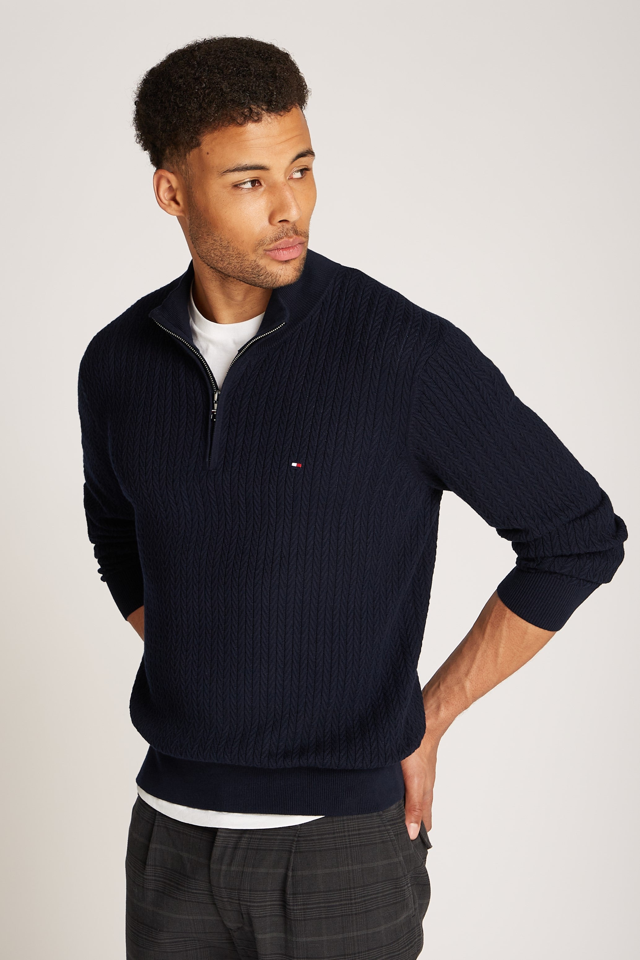 Tommy Hilfiger Herringbone Knit Half-Zip Jumper