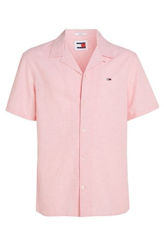 Tommy Jeans Linen Blend Short Sleeve Camp Shirt