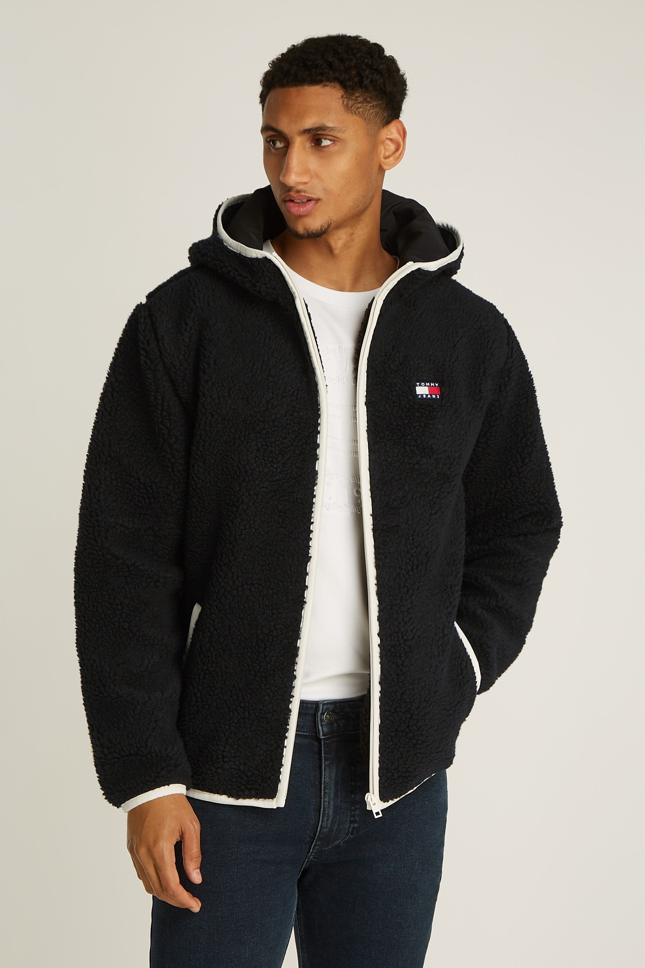 Tommy Jeans Badge Logo Teddy Sherpa Zip Jacket