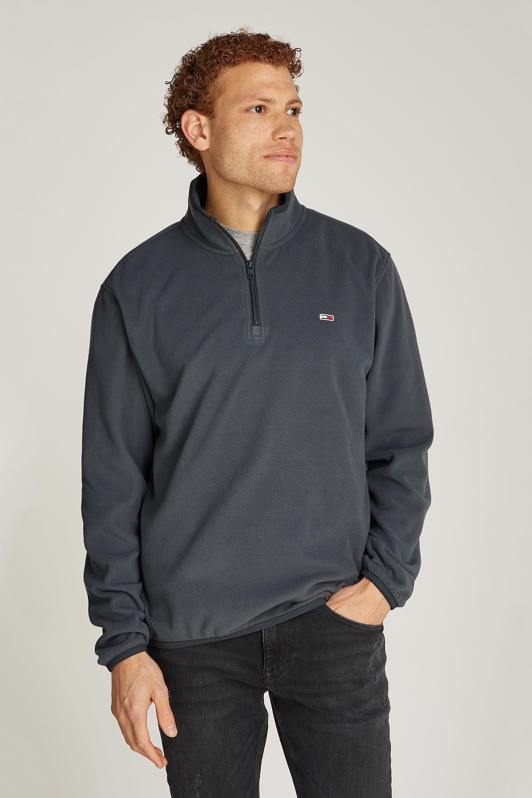 Tommy Jeans Flag Logo Polar Fleece Quarter Zip Sweater