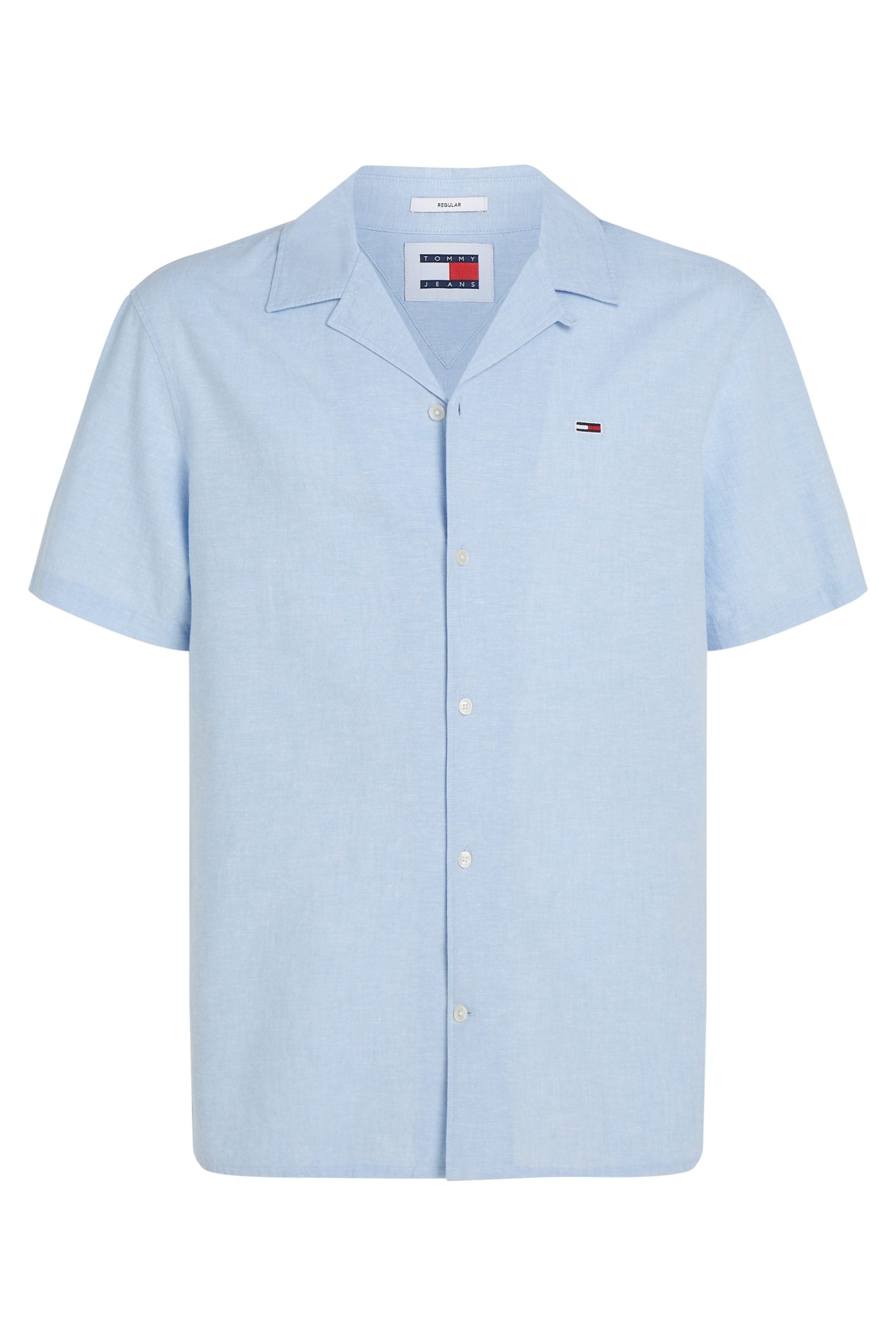 Tommy Jeans Linen Blend Short Sleeve Camp Shirt