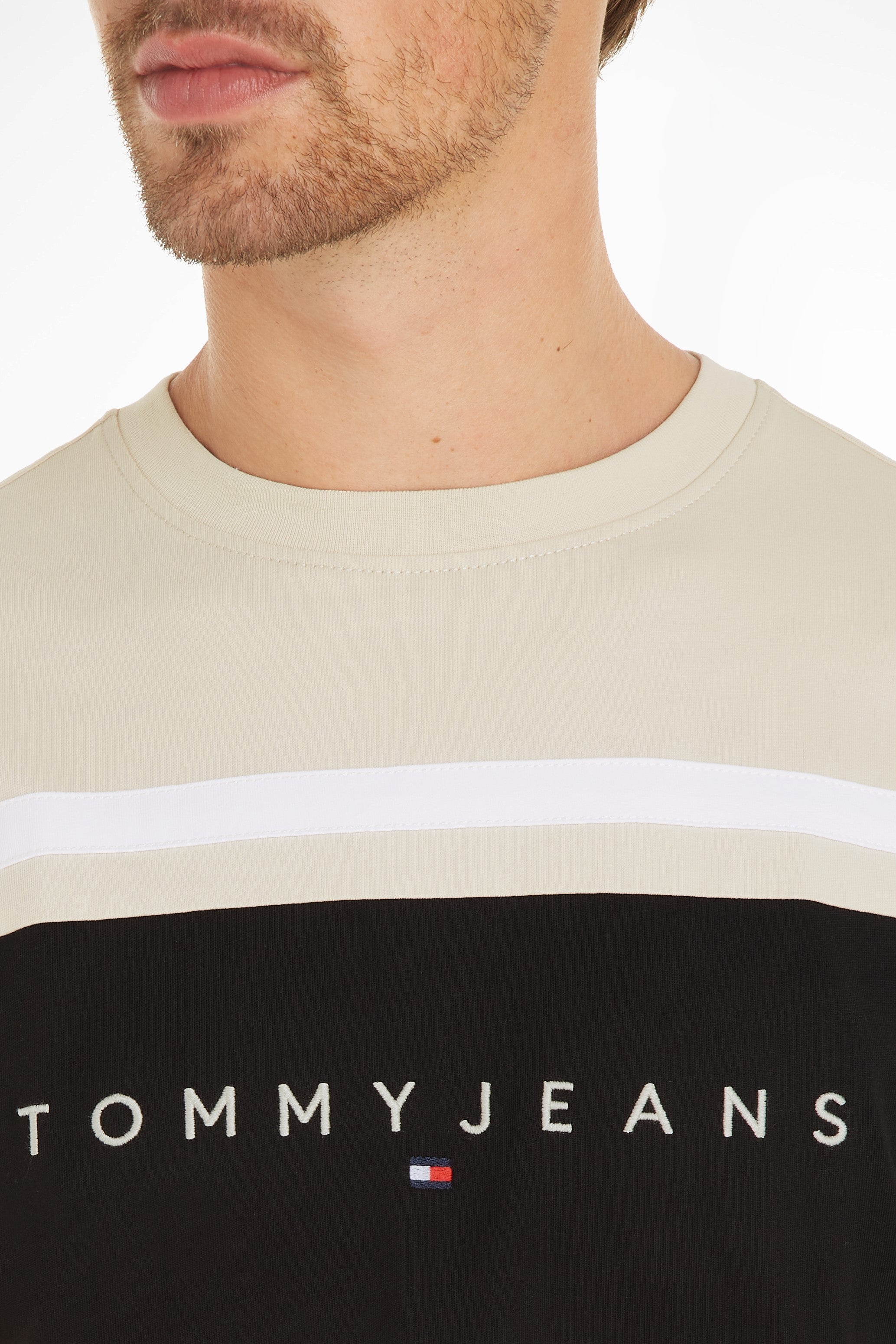 Tommy Jeans Colour Block Tee Shirt Newsprint