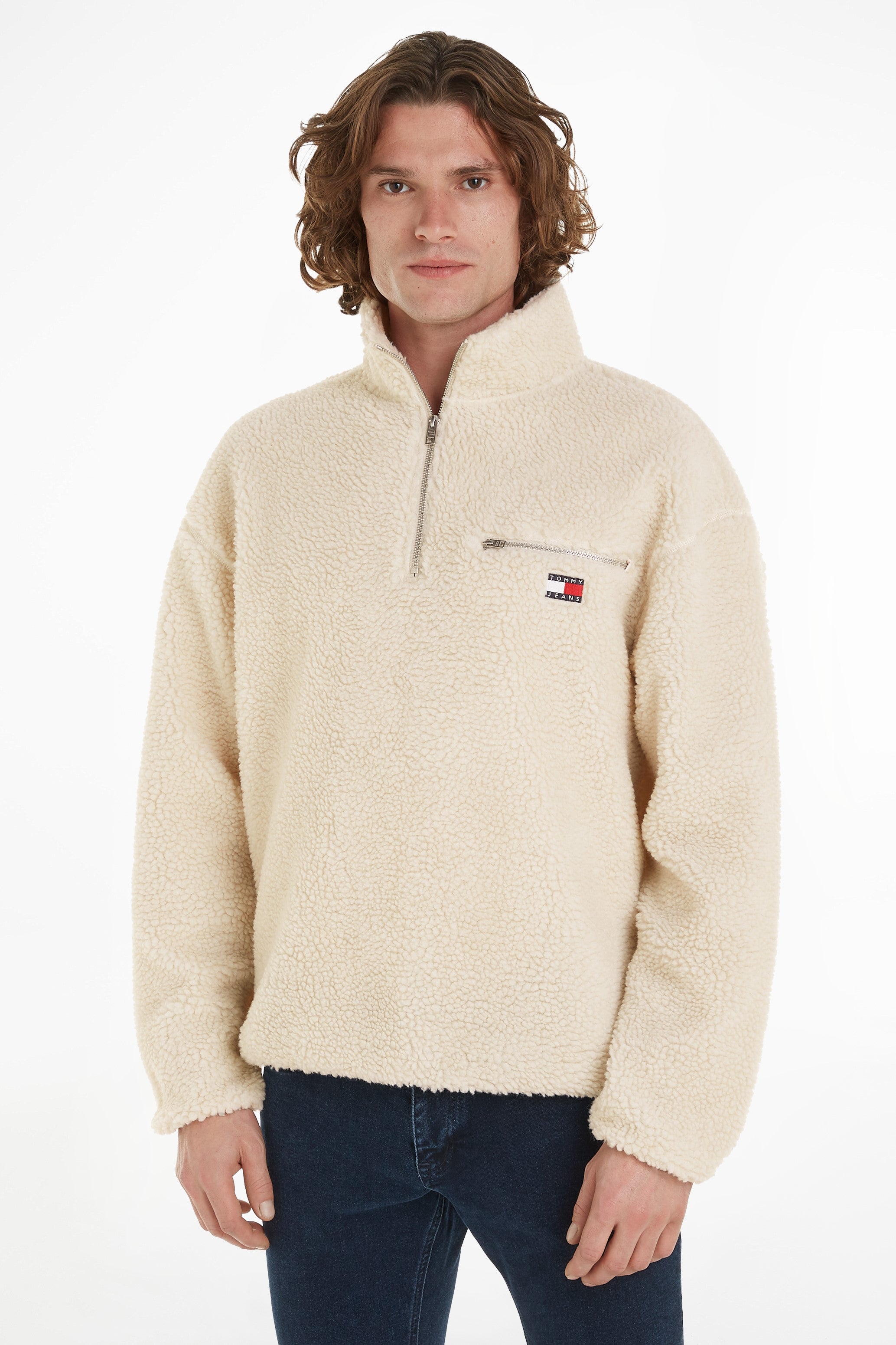 Tommy Jeans Hoodless Teddy Sherpa Quarter Zip