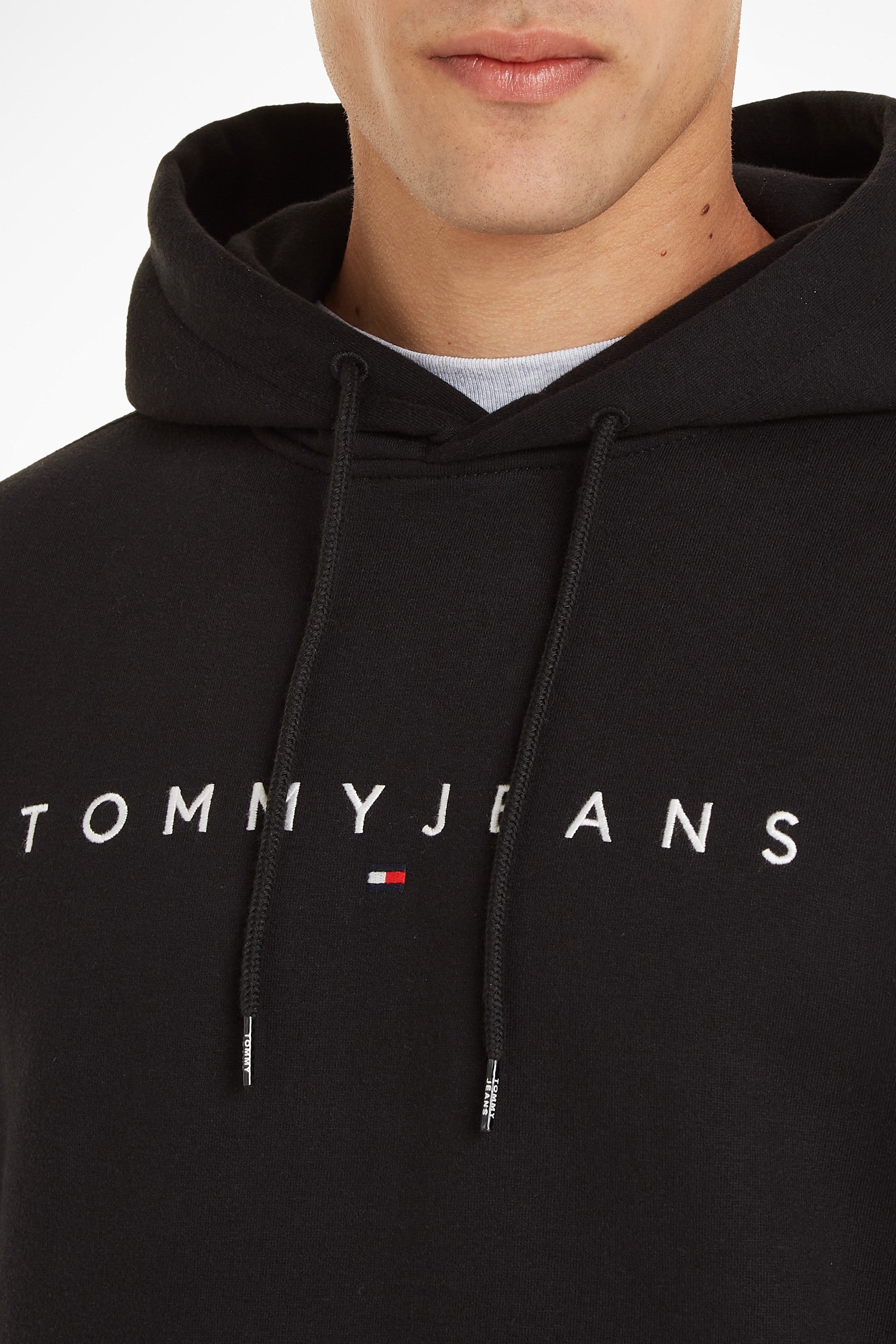 Tommy Jeans Regular Linear Logo Hoodie Black