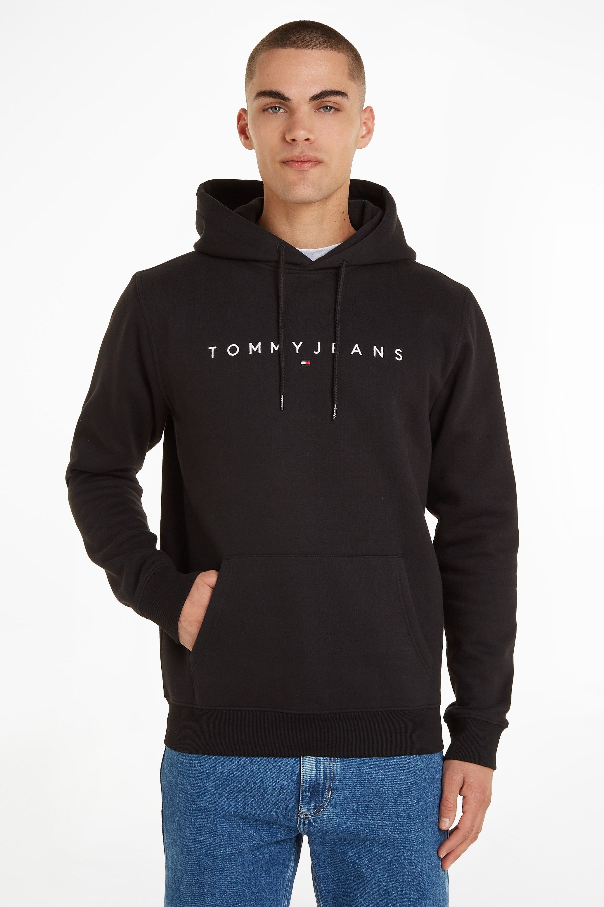 Tommy Jeans Regular Linear Logo Hoodie Black