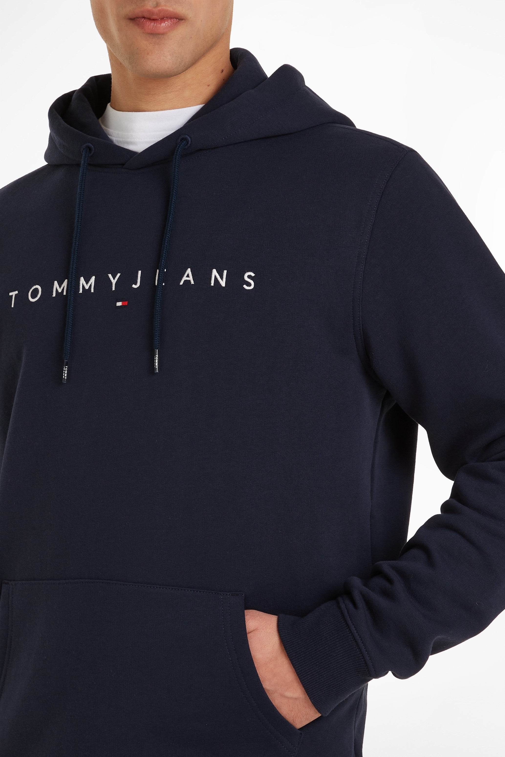 Tommy Jeans Regular Linear Logo Hoodie Navy