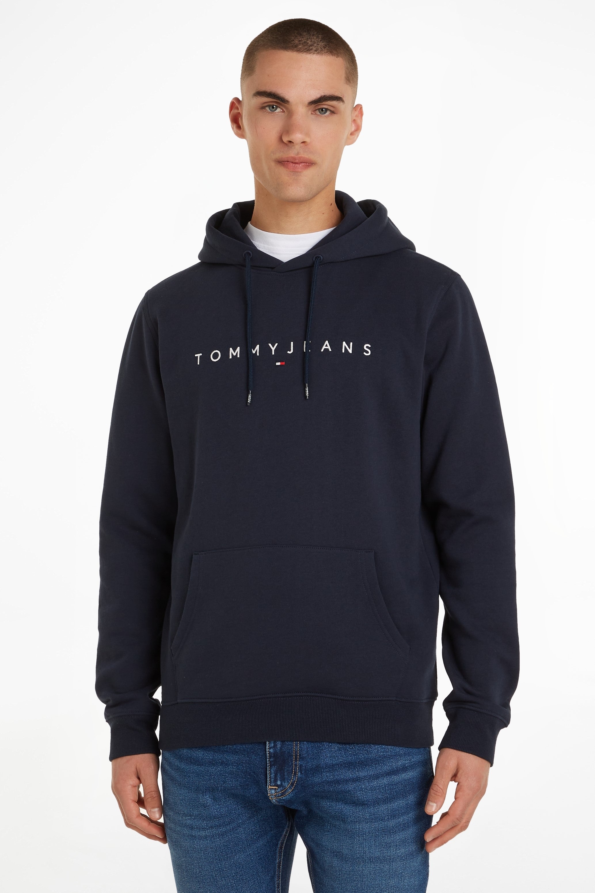 Tommy Jeans Regular Linear Logo Hoodie Navy