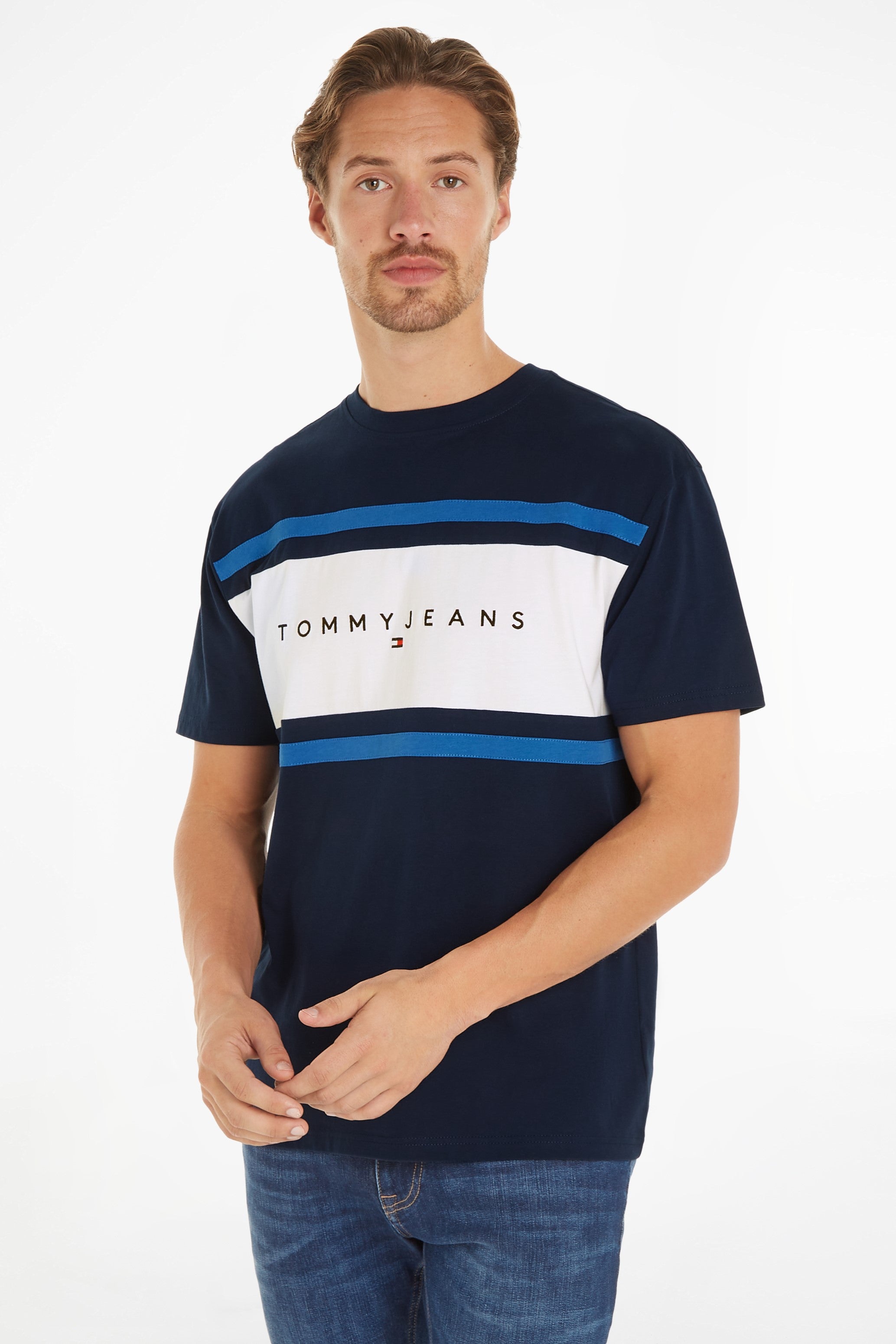 Tommy Jeans Colour Block Tee Shirt Navy