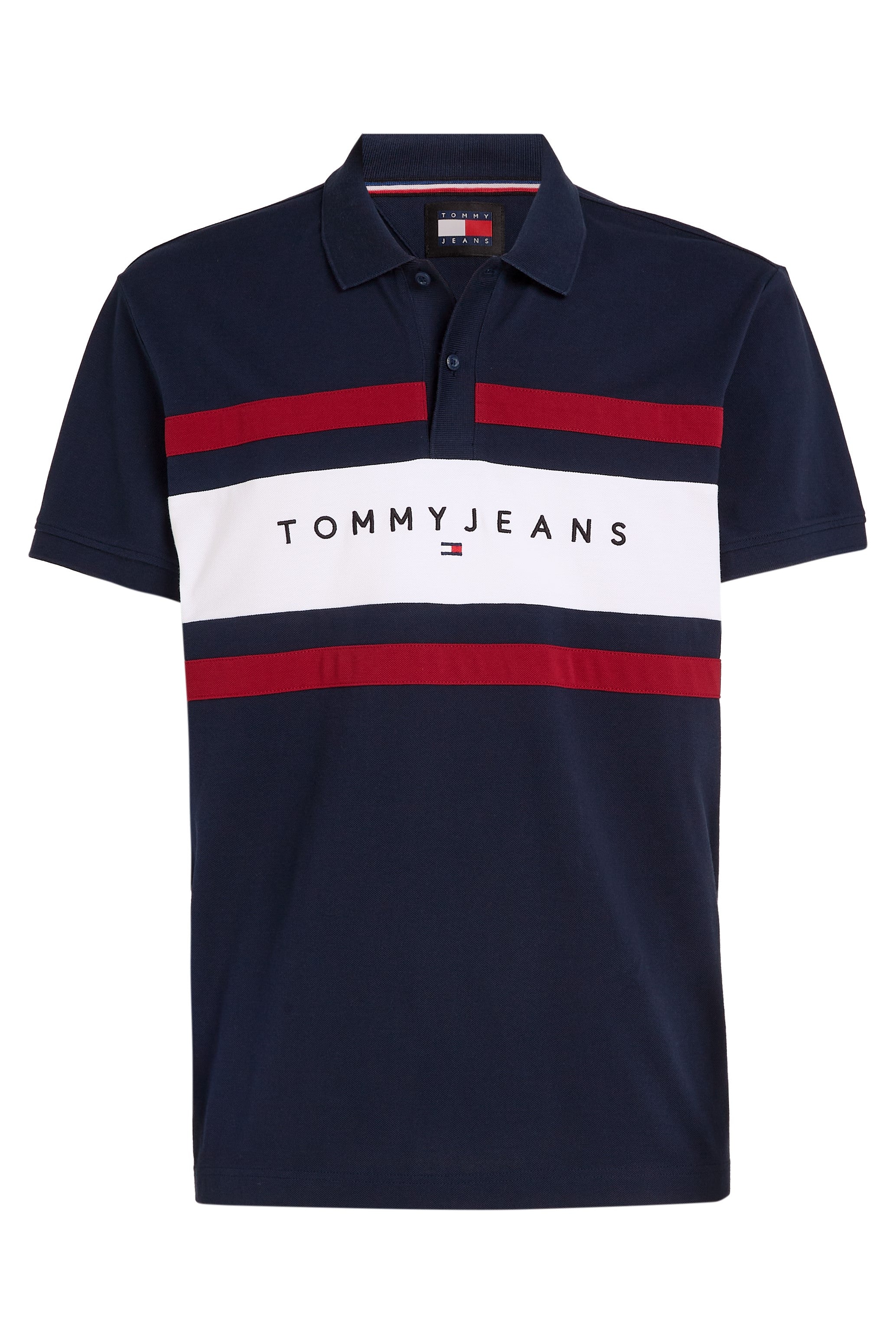 Tommy Jeans Colour Block Polo Shirt Navy