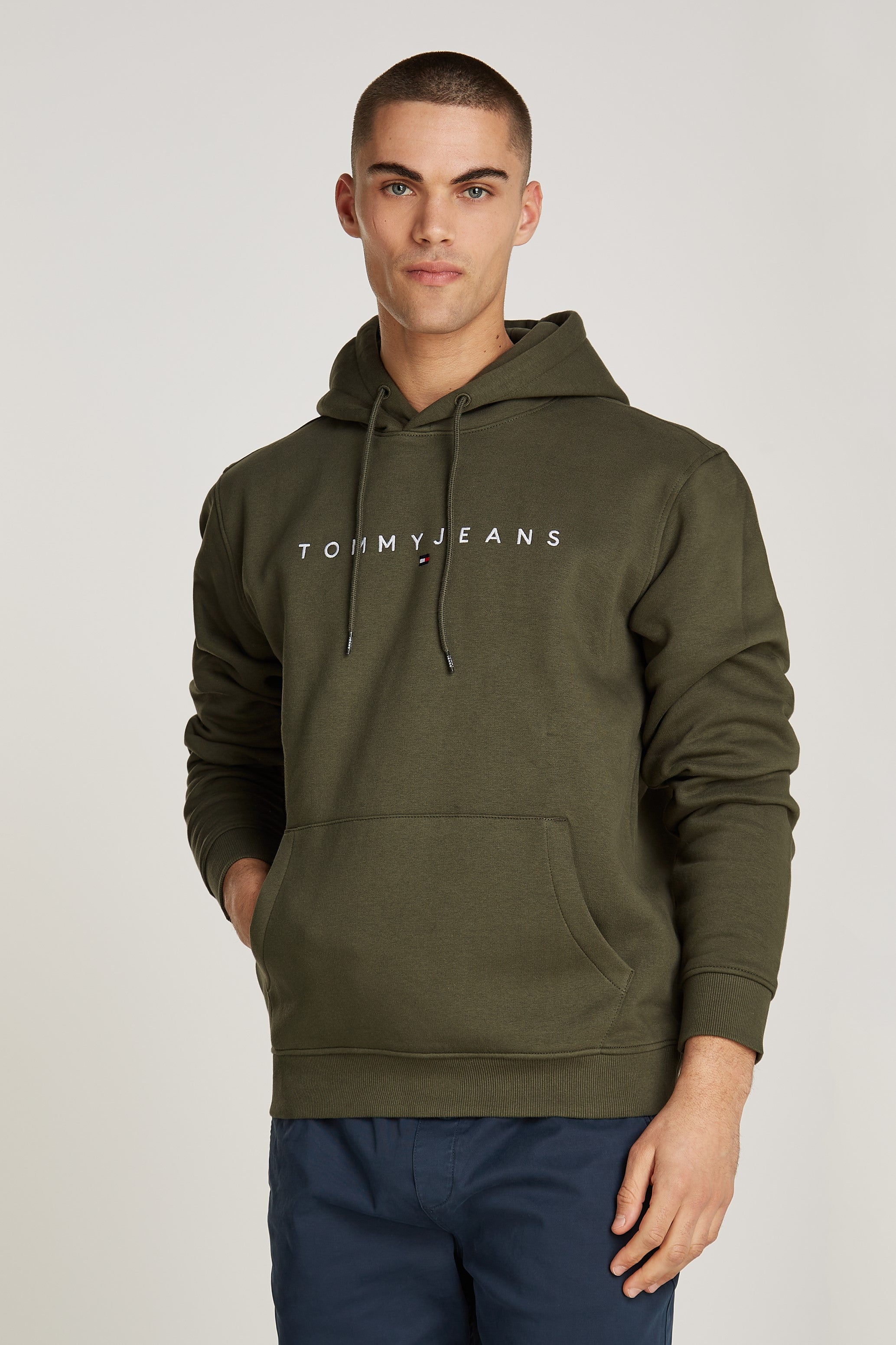 Tommy Jeans Regular Linear Logo Hoodie Green