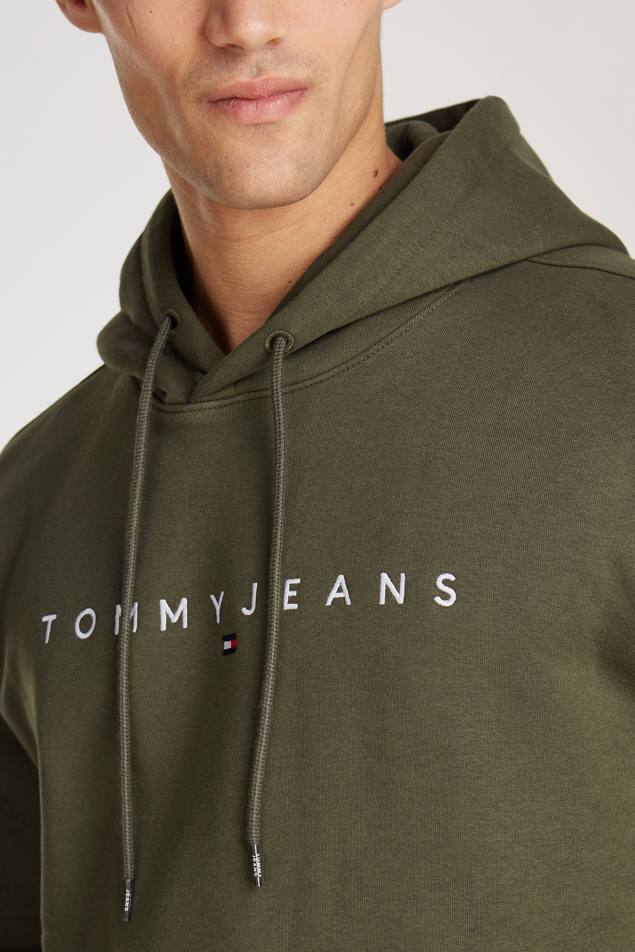 Tommy Jeans Regular Linear Logo Hoodie Green