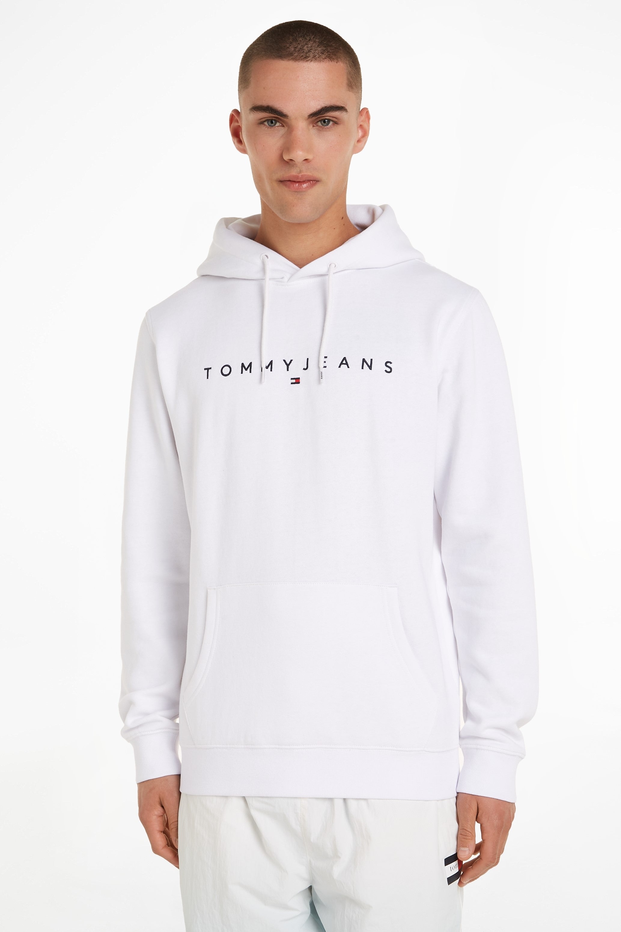 Tommy Jeans Regular Linear Logo Hoodie White