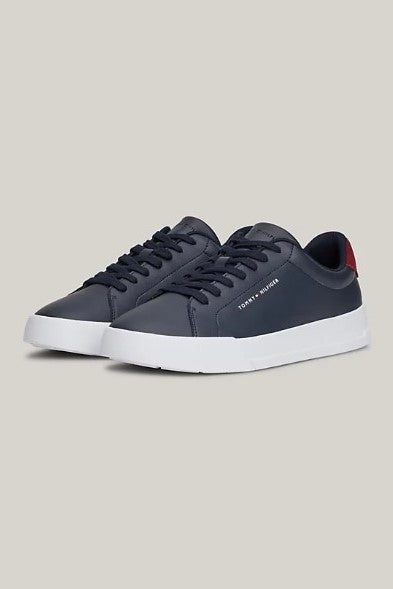 Tommy Hilfiger Pebble Grain Court Trainers Desert Sky/White