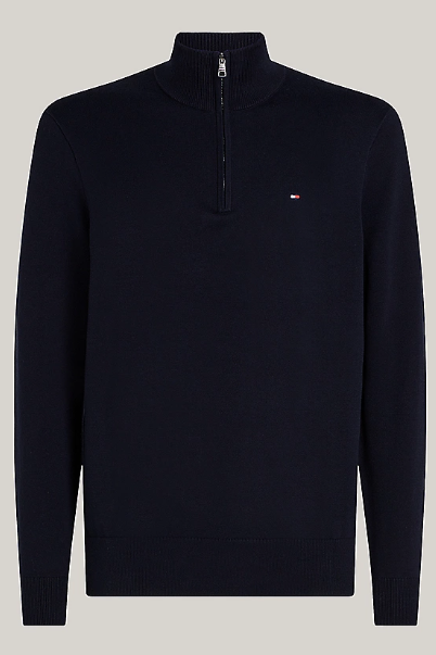 Tommy Hilfiger Structure Half Zip Mock Neck Sweater