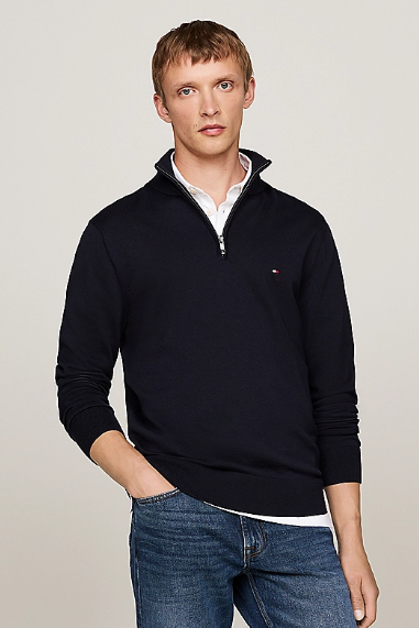 Tommy Hilfiger Structure Half Zip Mock Neck Sweater